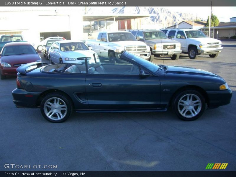Dark Green Satin Metallic / Saddle 1998 Ford Mustang GT Convertible
