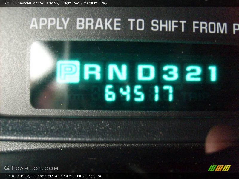 Bright Red / Medium Gray 2002 Chevrolet Monte Carlo SS