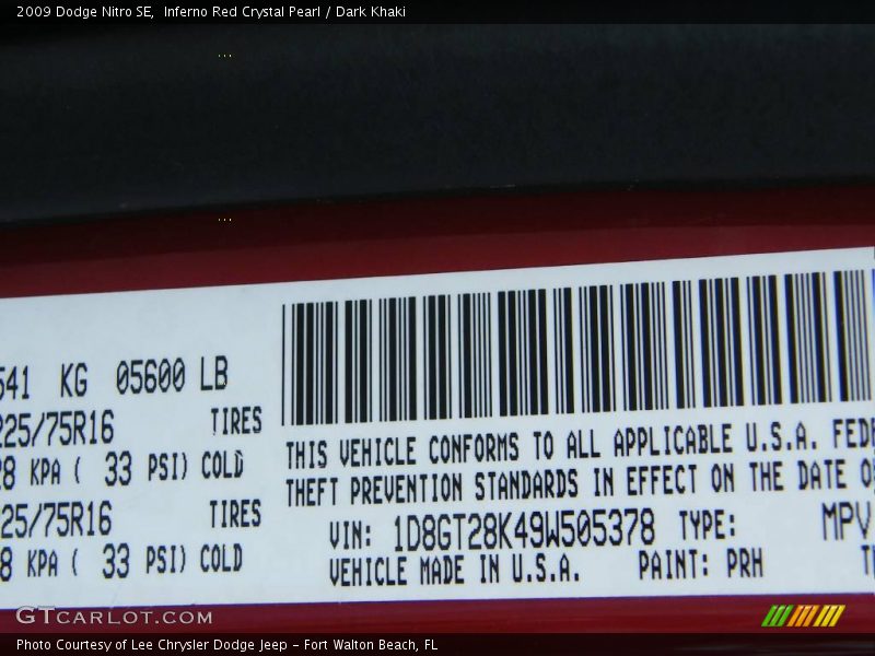 Inferno Red Crystal Pearl / Dark Khaki 2009 Dodge Nitro SE