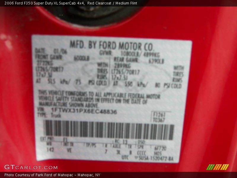 Red Clearcoat / Medium Flint 2006 Ford F350 Super Duty XL SuperCab 4x4