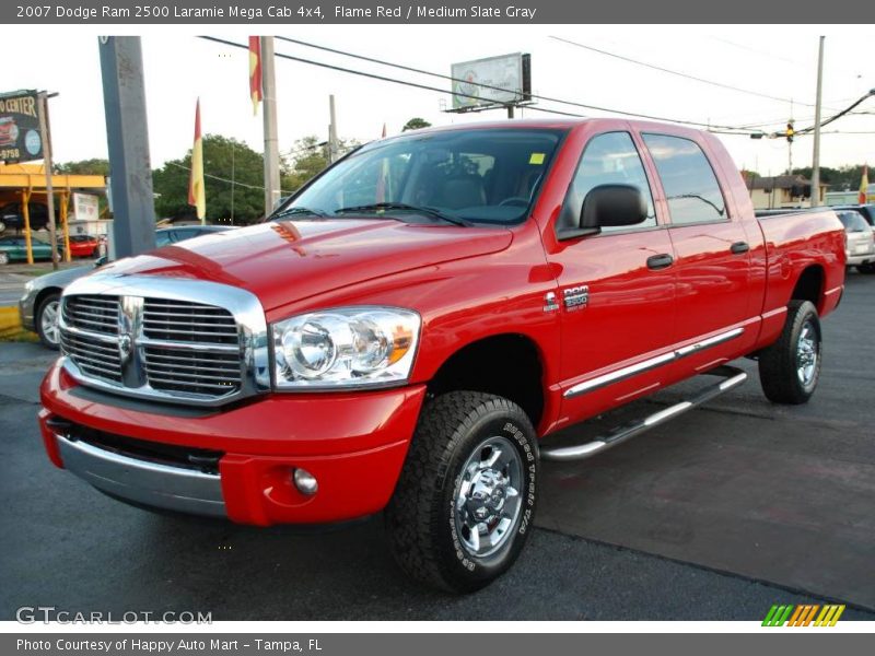 Flame Red / Medium Slate Gray 2007 Dodge Ram 2500 Laramie Mega Cab 4x4