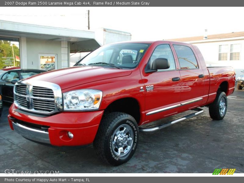 Flame Red / Medium Slate Gray 2007 Dodge Ram 2500 Laramie Mega Cab 4x4