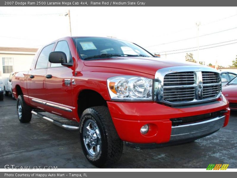Flame Red / Medium Slate Gray 2007 Dodge Ram 2500 Laramie Mega Cab 4x4