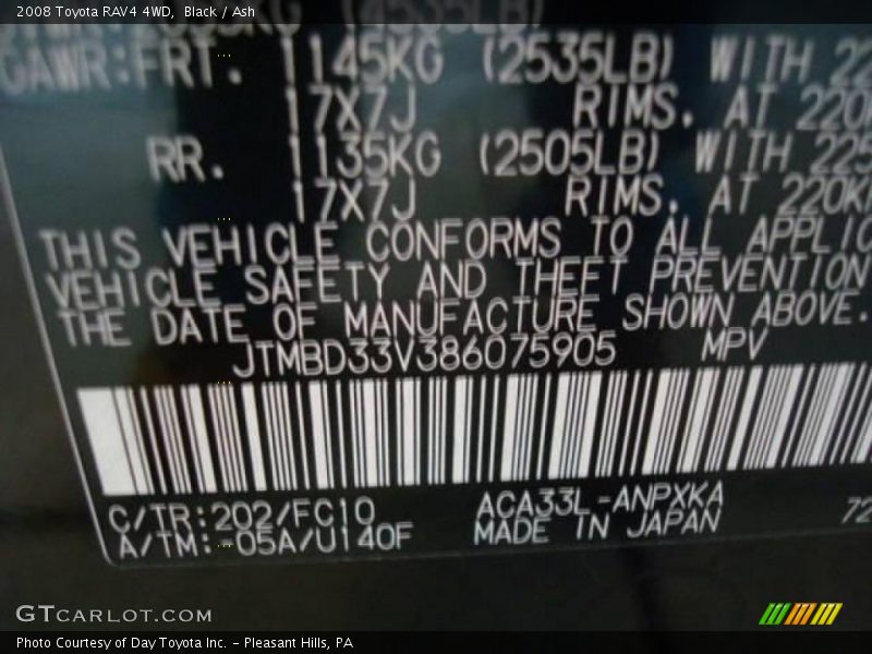 Black / Ash 2008 Toyota RAV4 4WD