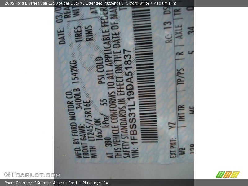 Oxford White / Medium Flint 2009 Ford E Series Van E350 Super Duty XL Extended Passenger