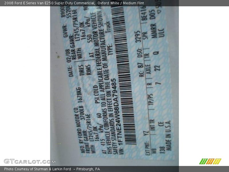 Oxford White / Medium Flint 2008 Ford E Series Van E250 Super Duty Commericial