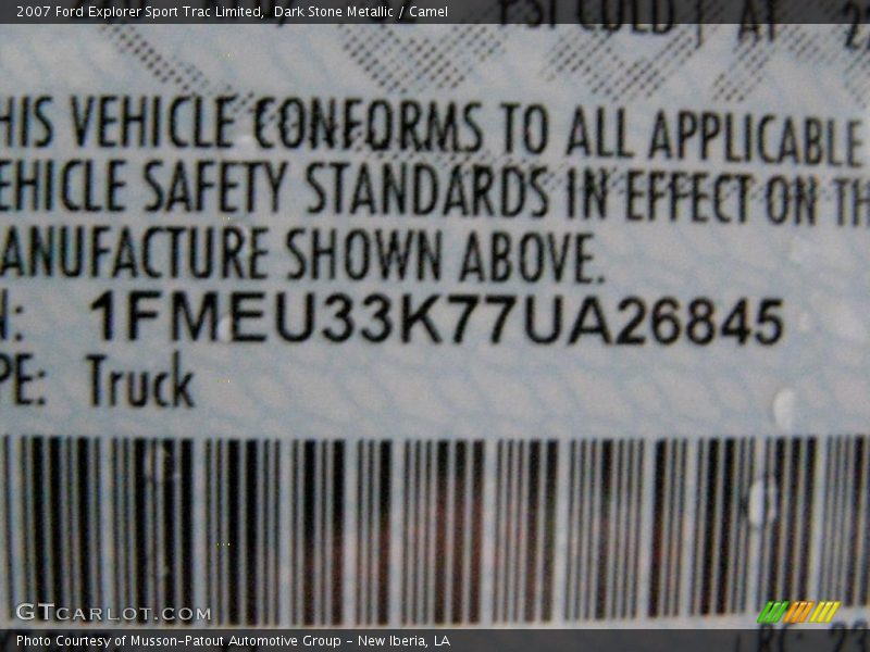 Dark Stone Metallic / Camel 2007 Ford Explorer Sport Trac Limited