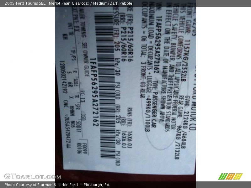Merlot Pearl Clearcoat / Medium/Dark Pebble 2005 Ford Taurus SEL