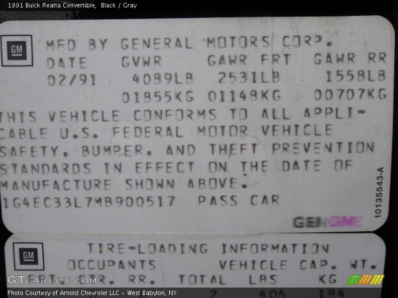 Black / Gray 1991 Buick Reatta Convertible