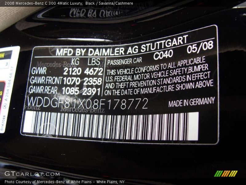 Black / Savanna/Cashmere 2008 Mercedes-Benz C 300 4Matic Luxury
