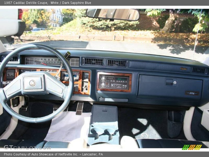 White / Dark Sapphire Blue 1987 Cadillac DeVille Coupe