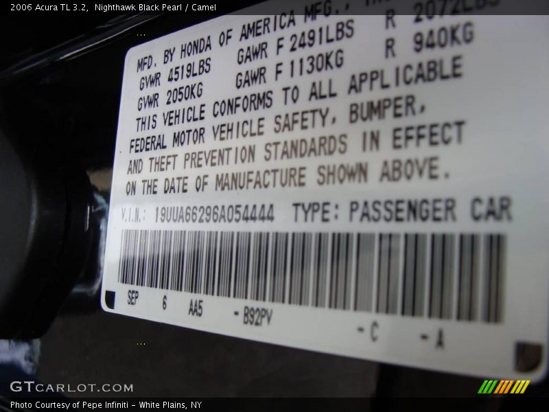 Nighthawk Black Pearl / Camel 2006 Acura TL 3.2
