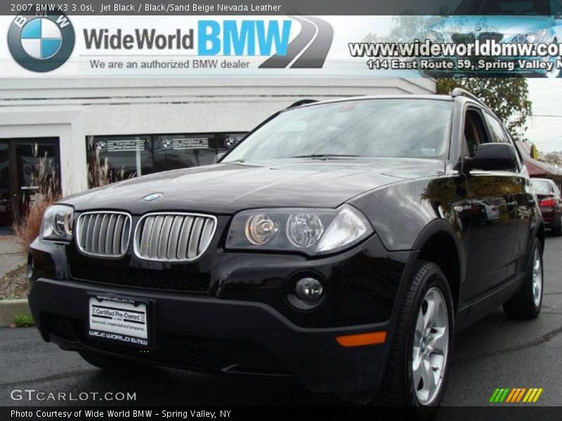 Jet Black / Black/Sand Beige Nevada Leather 2007 BMW X3 3.0si