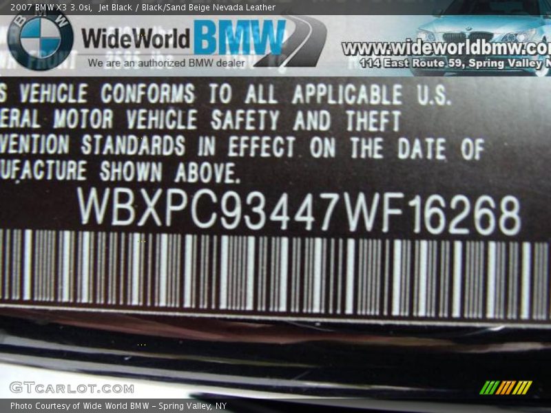 Jet Black / Black/Sand Beige Nevada Leather 2007 BMW X3 3.0si