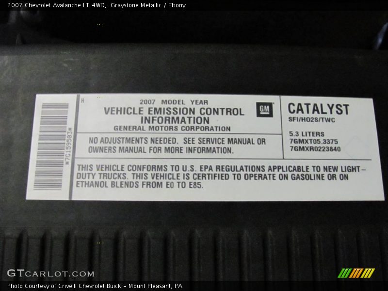 Graystone Metallic / Ebony 2007 Chevrolet Avalanche LT 4WD