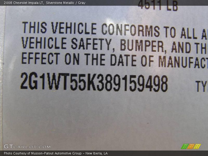 Silverstone Metallic / Gray 2008 Chevrolet Impala LT
