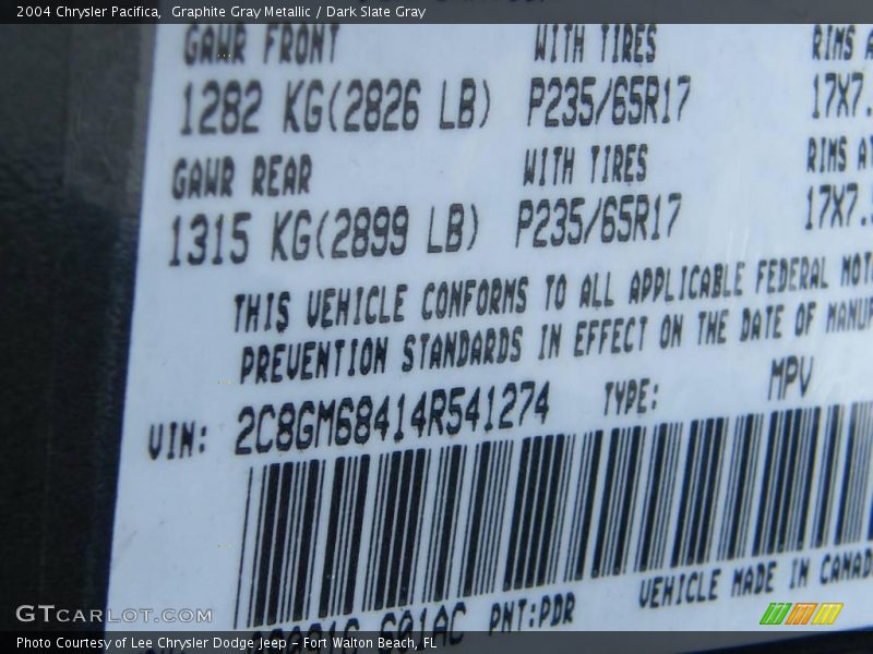 Graphite Gray Metallic / Dark Slate Gray 2004 Chrysler Pacifica