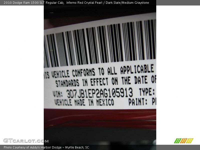 Inferno Red Crystal Pearl / Dark Slate/Medium Graystone 2010 Dodge Ram 1500 SLT Regular Cab