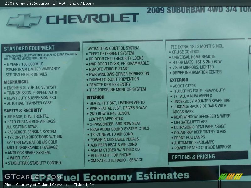 Black / Ebony 2009 Chevrolet Suburban LT 4x4