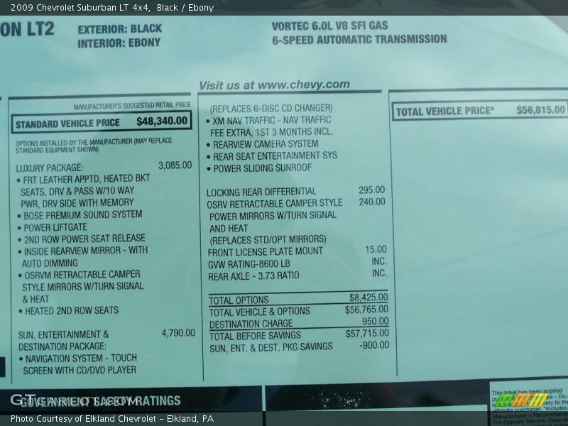 Black / Ebony 2009 Chevrolet Suburban LT 4x4