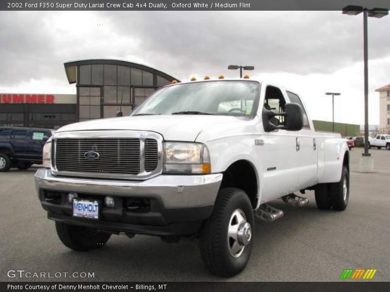 Oxford White / Medium Flint 2002 Ford F350 Super Duty Lariat Crew Cab 4x4 Dually