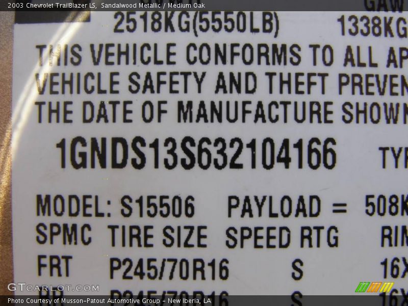 Sandalwood Metallic / Medium Oak 2003 Chevrolet TrailBlazer LS