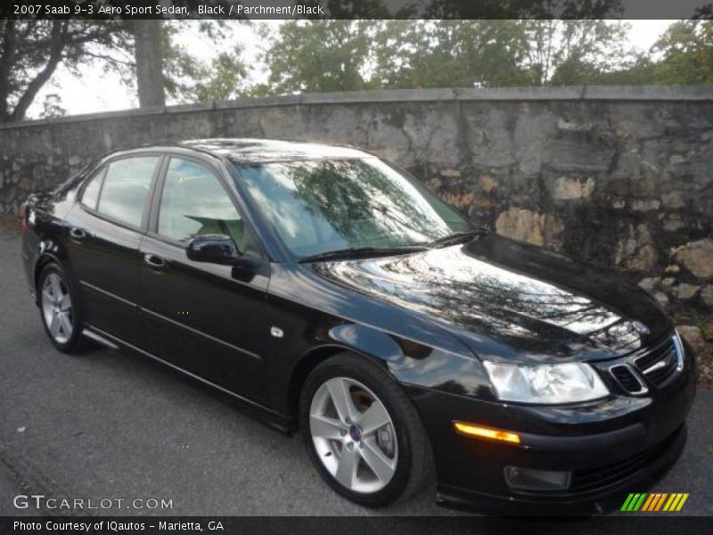 Black / Parchment/Black 2007 Saab 9-3 Aero Sport Sedan