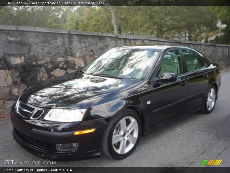 Black / Parchment/Black 2007 Saab 9-3 Aero Sport Sedan