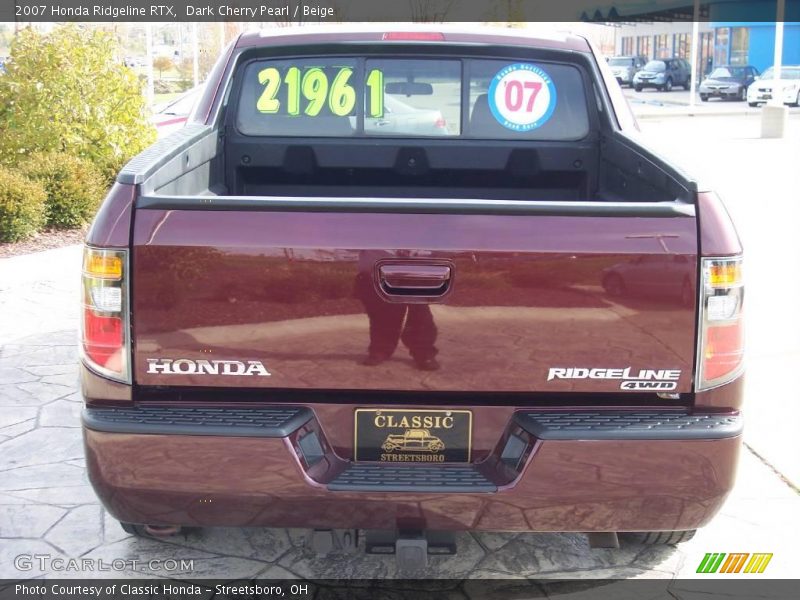 Dark Cherry Pearl / Beige 2007 Honda Ridgeline RTX