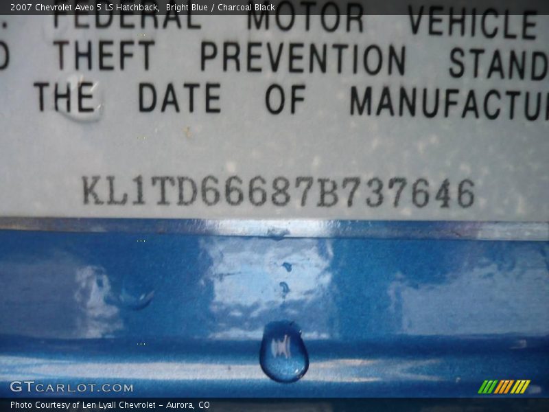 Bright Blue / Charcoal Black 2007 Chevrolet Aveo 5 LS Hatchback