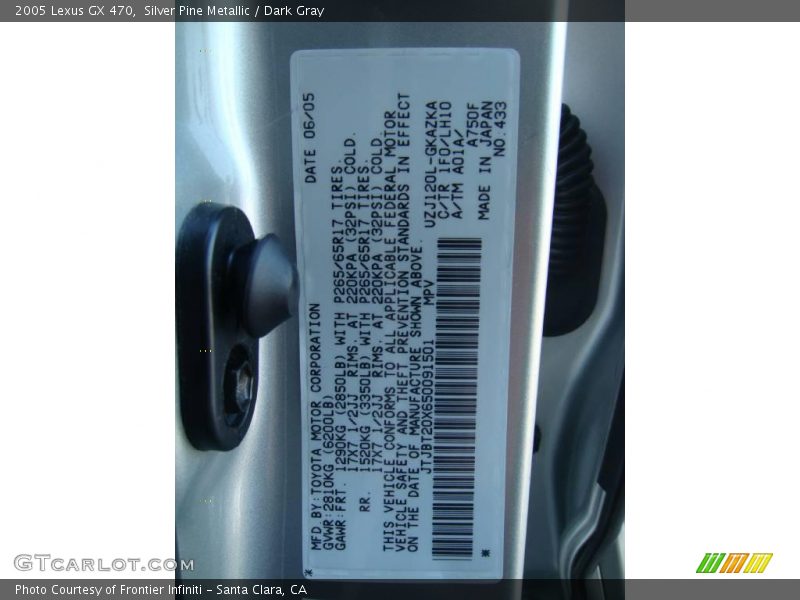 Silver Pine Metallic / Dark Gray 2005 Lexus GX 470