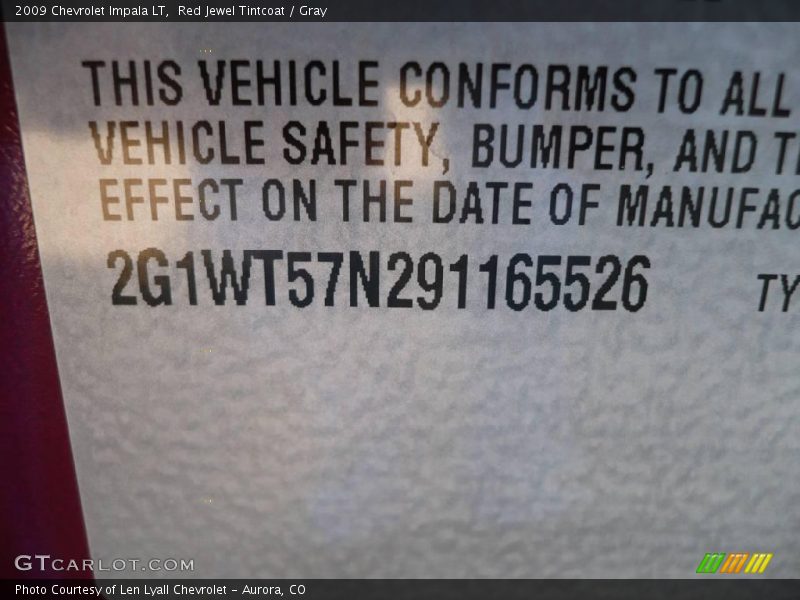 Red Jewel Tintcoat / Gray 2009 Chevrolet Impala LT