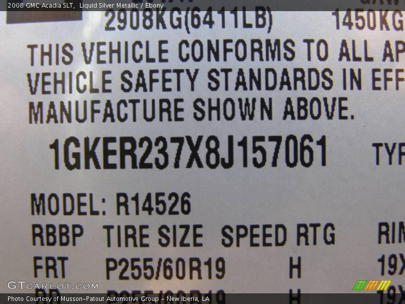 Liquid Silver Metallic / Ebony 2008 GMC Acadia SLT