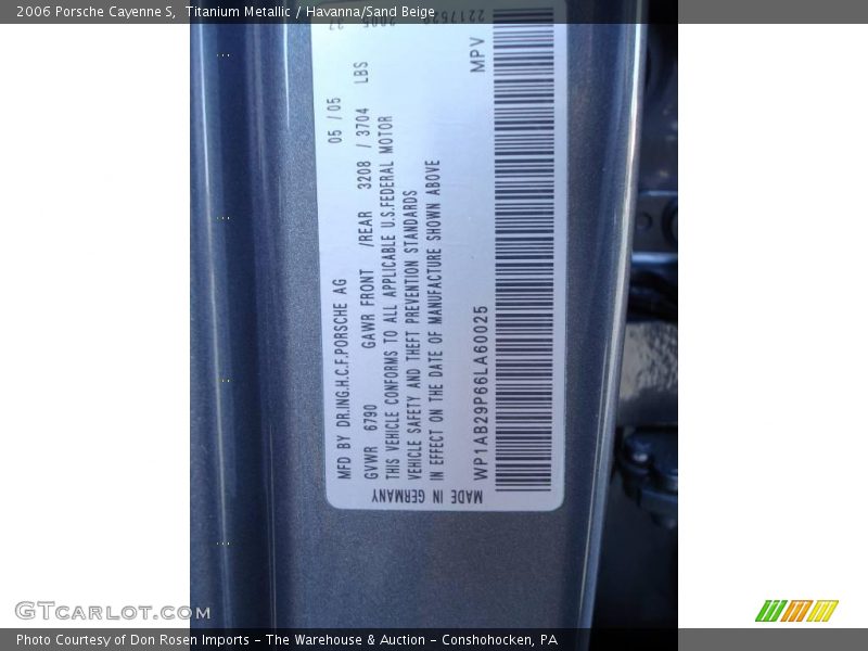 Titanium Metallic / Havanna/Sand Beige 2006 Porsche Cayenne S