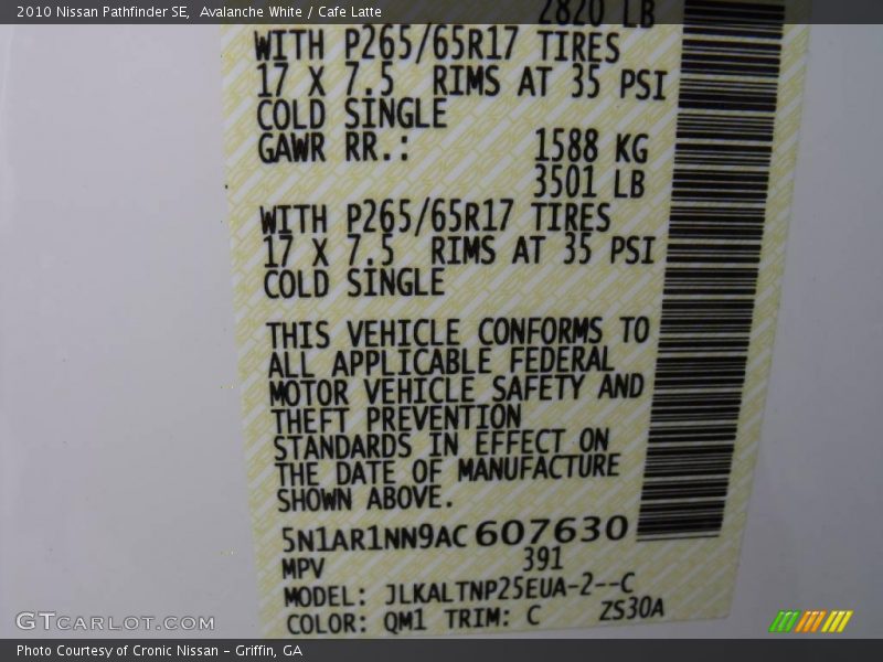 Avalanche White / Cafe Latte 2010 Nissan Pathfinder SE