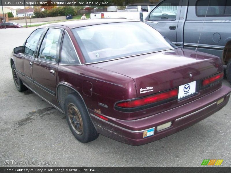 Medium Garnet Red Metallic / Red 1992 Buick Regal Custom