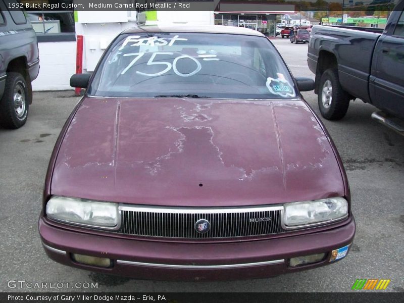 Medium Garnet Red Metallic / Red 1992 Buick Regal Custom