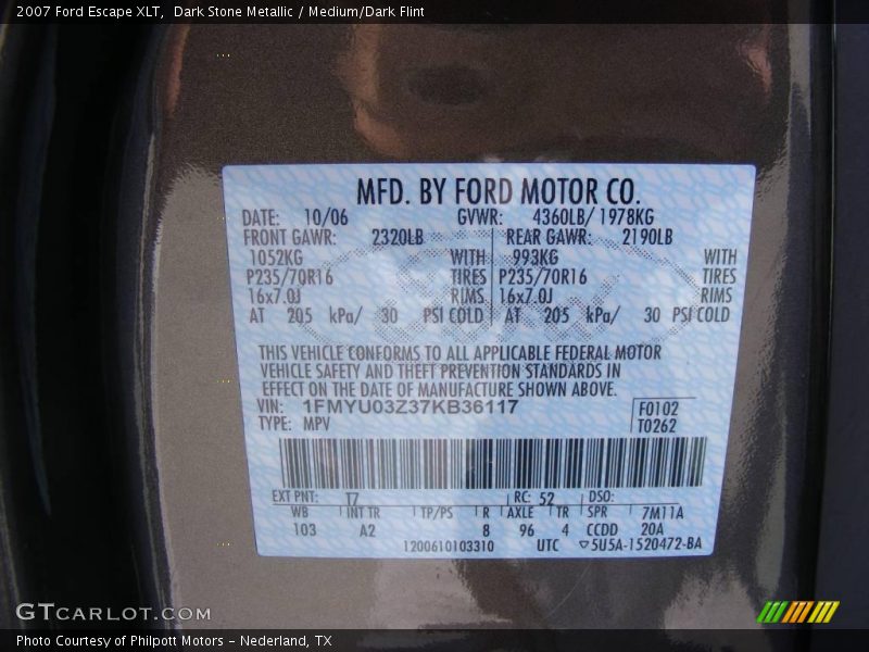 Dark Stone Metallic / Medium/Dark Flint 2007 Ford Escape XLT