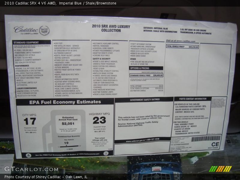 Imperial Blue / Shale/Brownstone 2010 Cadillac SRX 4 V6 AWD