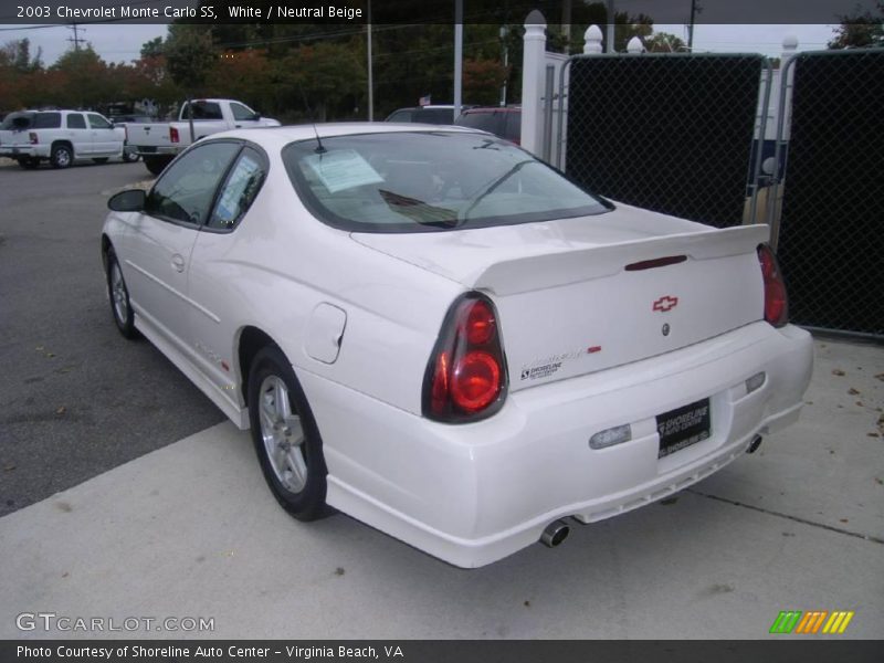 White / Neutral Beige 2003 Chevrolet Monte Carlo SS