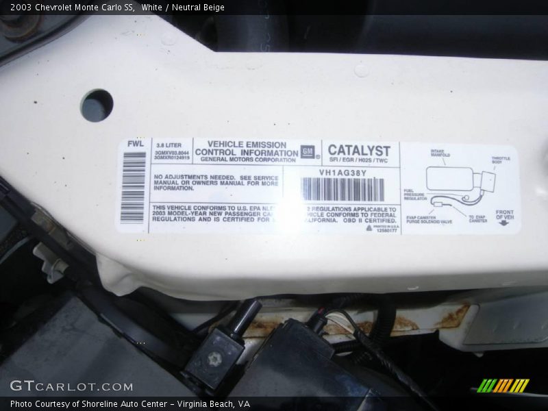 White / Neutral Beige 2003 Chevrolet Monte Carlo SS