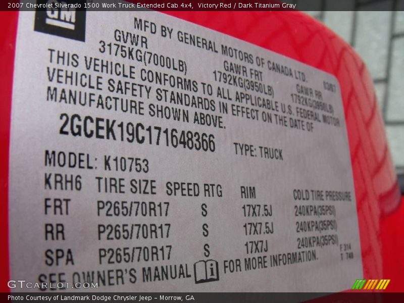 Victory Red / Dark Titanium Gray 2007 Chevrolet Silverado 1500 Work Truck Extended Cab 4x4