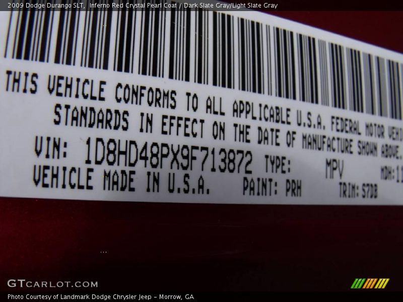 Inferno Red Crystal Pearl Coat / Dark Slate Gray/Light Slate Gray 2009 Dodge Durango SLT