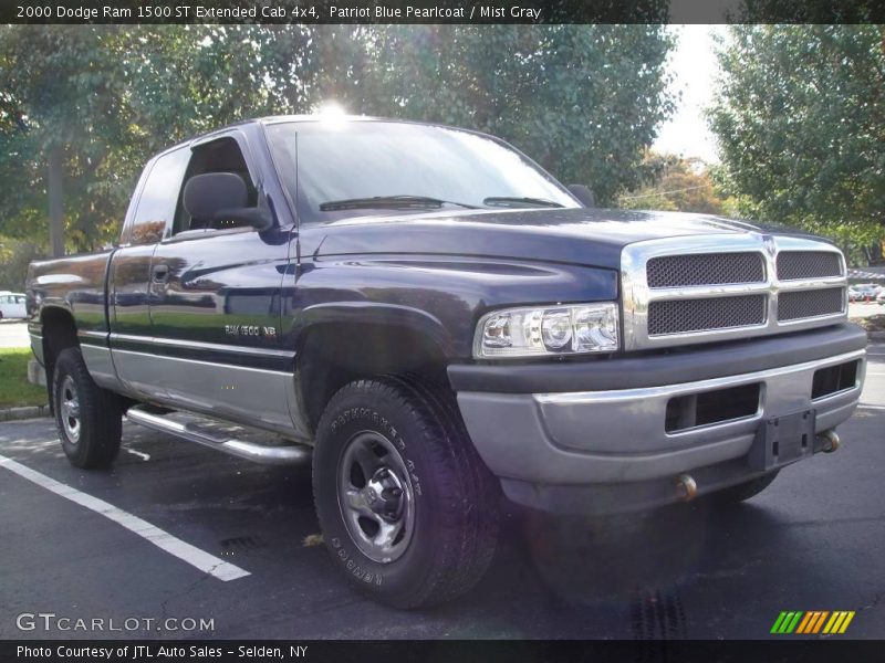 Patriot Blue Pearlcoat / Mist Gray 2000 Dodge Ram 1500 ST Extended Cab 4x4