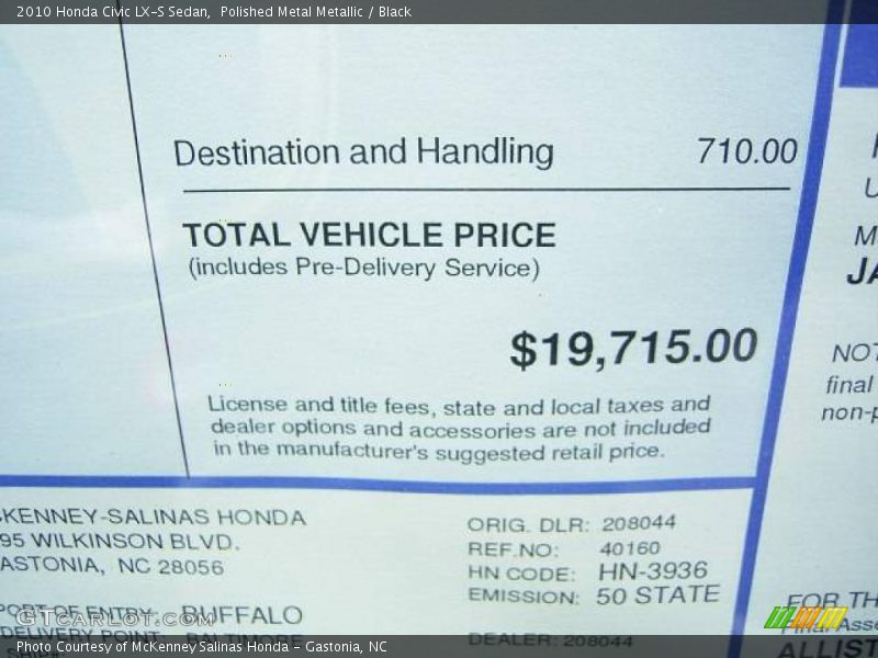 Polished Metal Metallic / Black 2010 Honda Civic LX-S Sedan