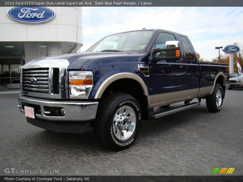 Dark Blue Pearl Metallic / Camel 2010 Ford F250 Super Duty Lariat SuperCab 4x4