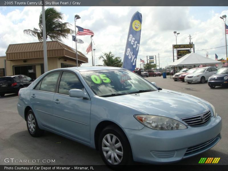 Sky Blue Pearl / Gray 2005 Toyota Camry LE