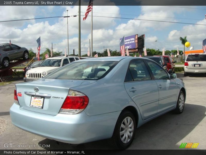 Sky Blue Pearl / Gray 2005 Toyota Camry LE