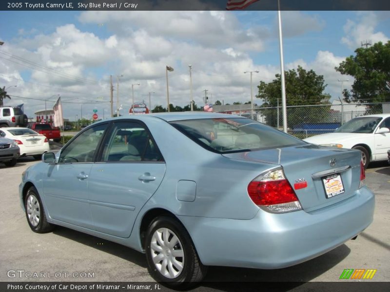Sky Blue Pearl / Gray 2005 Toyota Camry LE