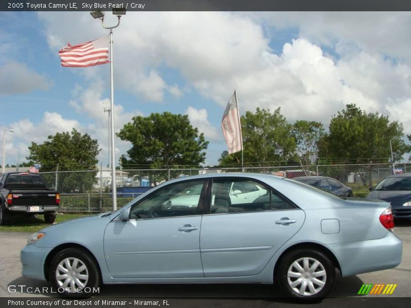 Sky Blue Pearl / Gray 2005 Toyota Camry LE